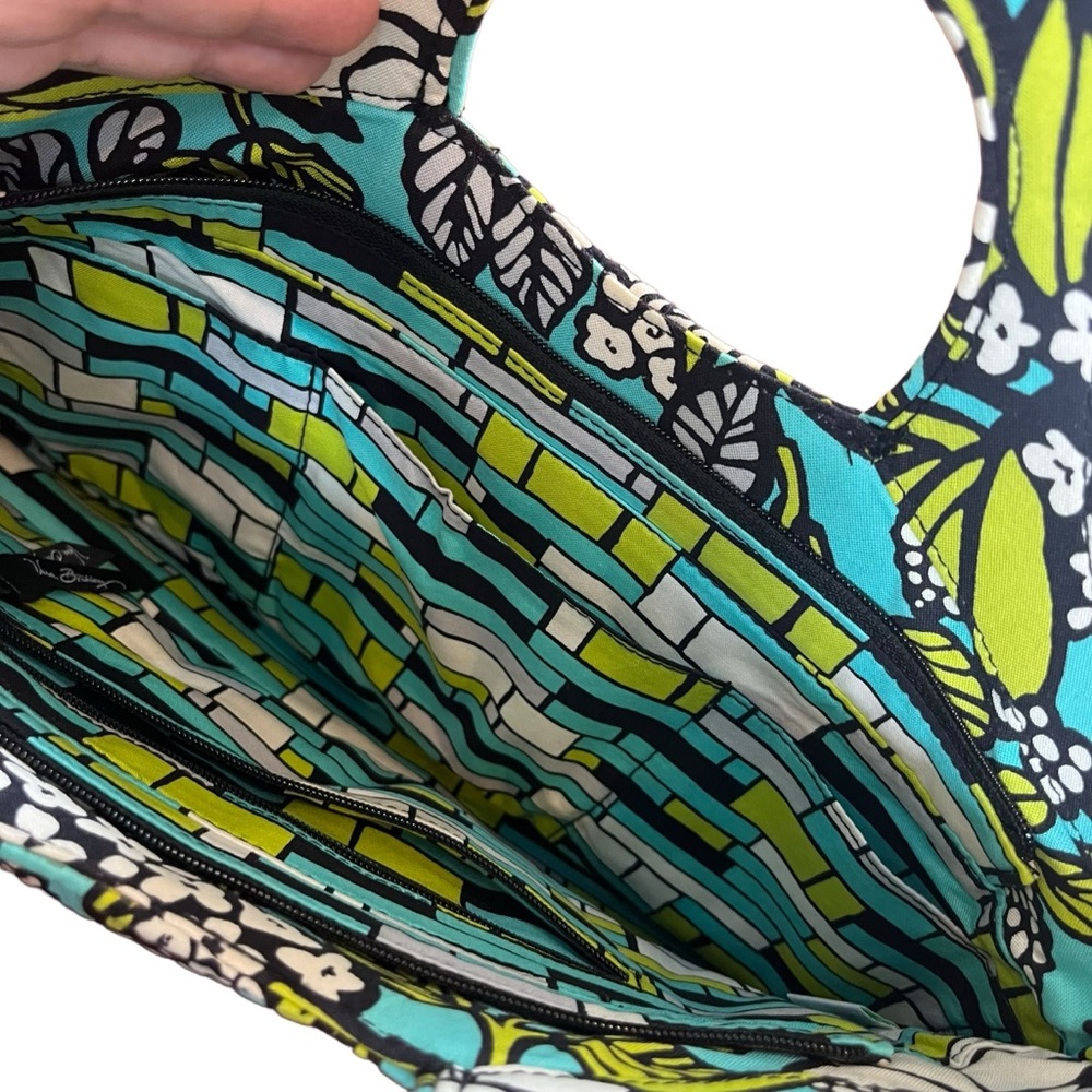 Vera Bradley Abby Purse Handbag Bag Satchel Island Blooms Blue Floral Blue Green - Picture 11 of 11